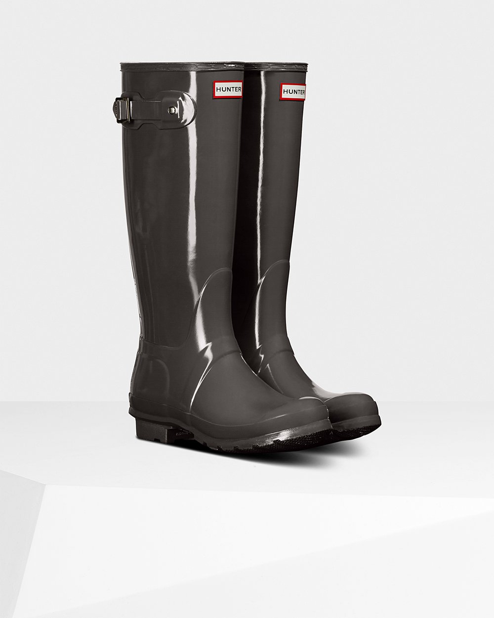 Botas de Lluvia Altas Hunter Mujer - Original Gloss - Grises - CYHBEQA-91